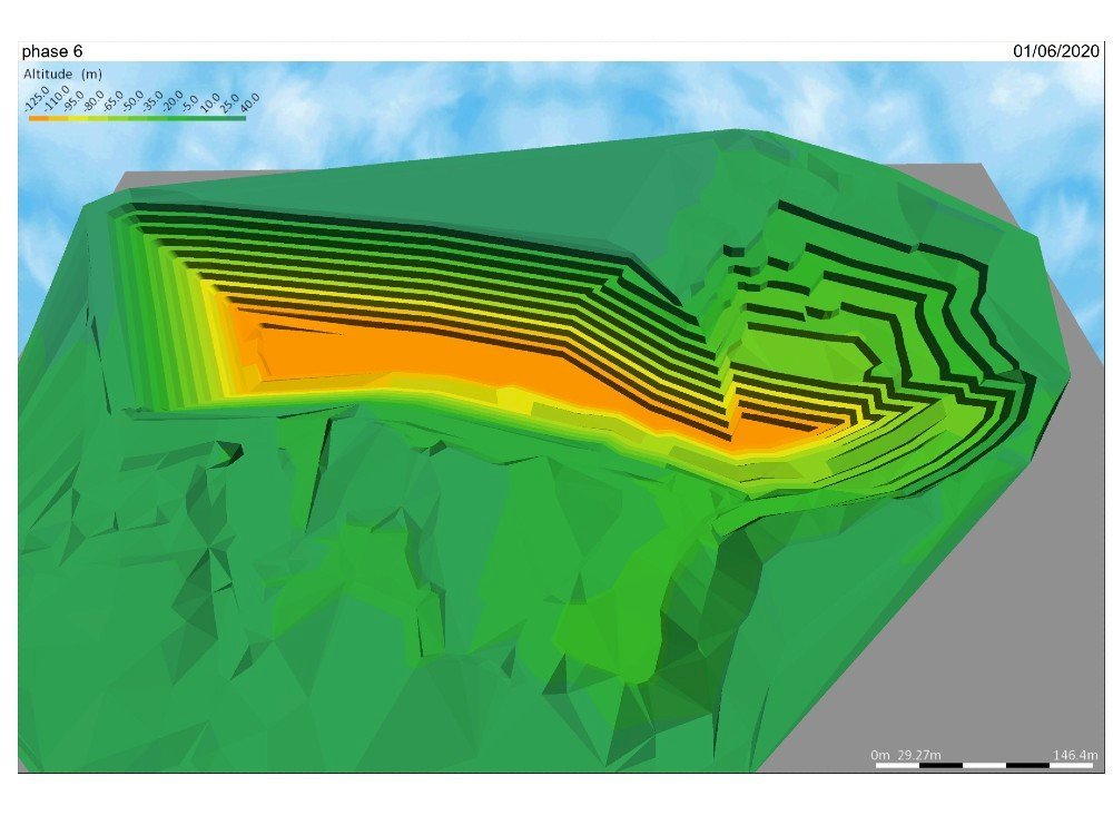 Plan de phasage carrière roche massive 3D